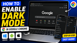 Google Chrome browser running in Dark Mode on a Windows laptop with a dark-themed interface.